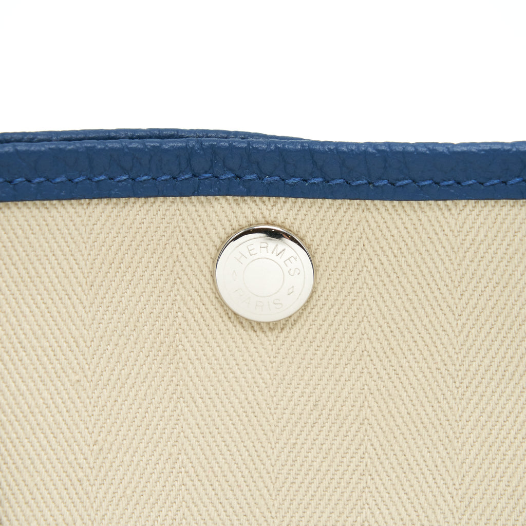 HERMES GARDEN PARTY 30 CANVAS BLUE/BEIGE SHW