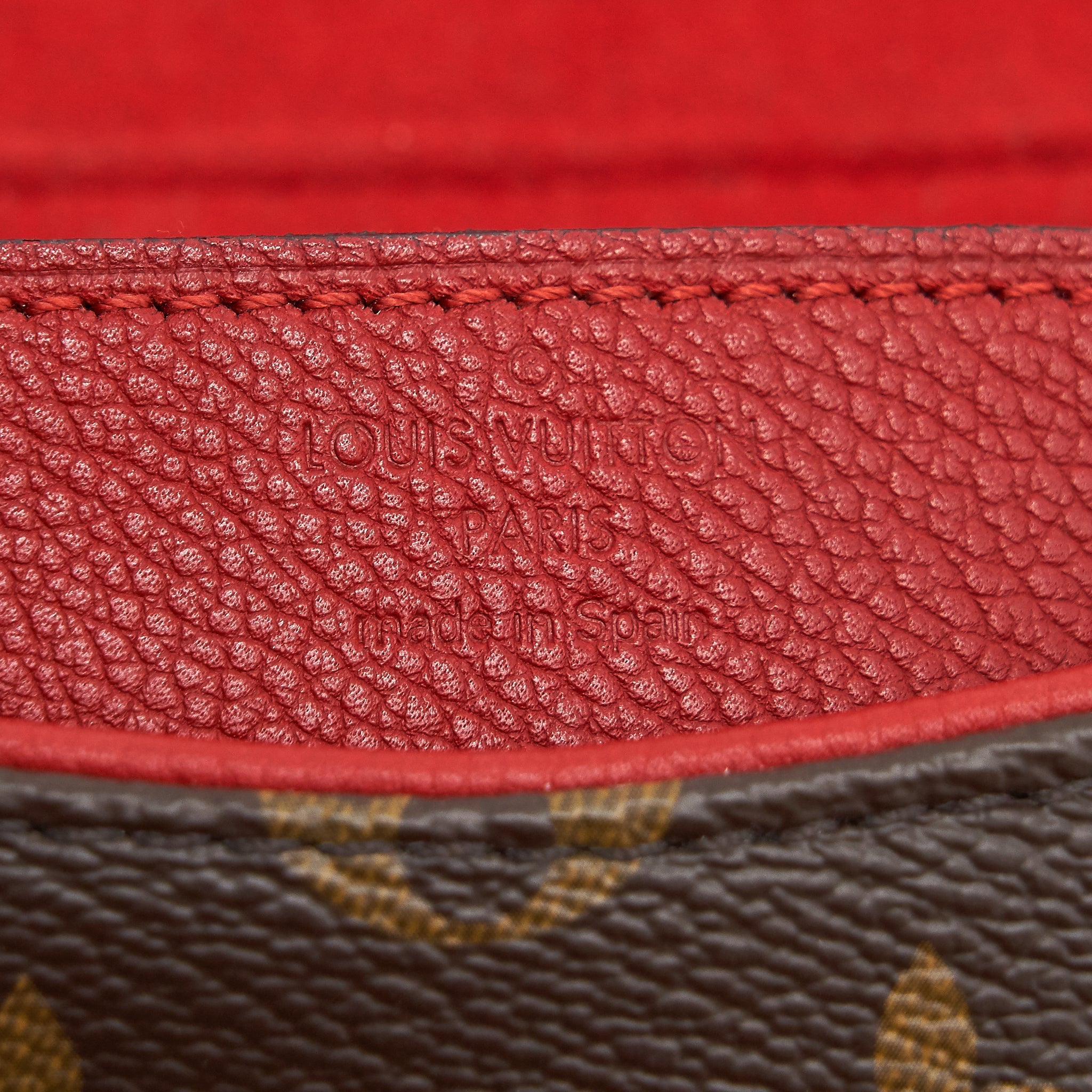 LOUIS VUITTON PALLAS CHAIN HANDBAG MONOGRAM CANVAS RED