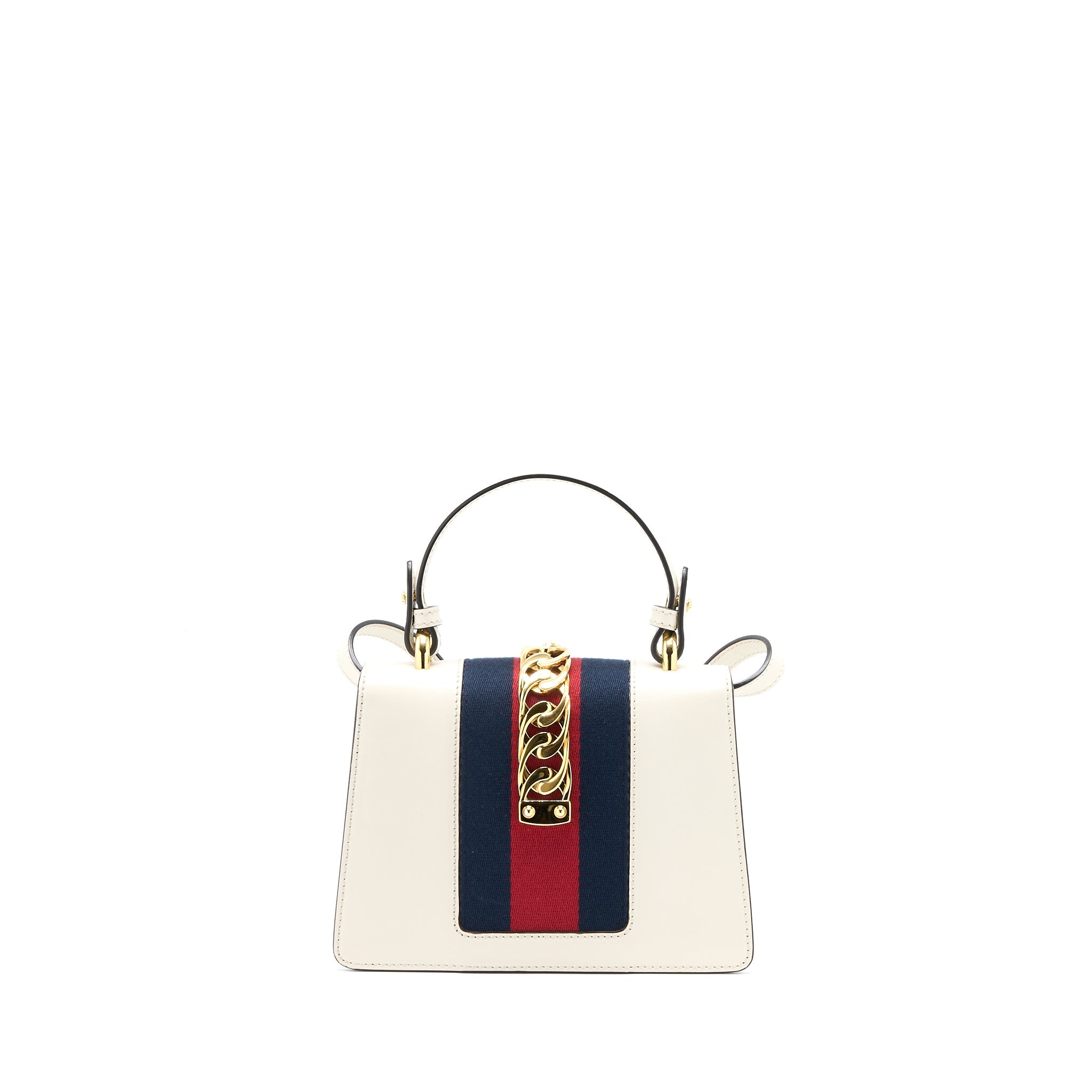 GUCCI MINI SYLVIA TOP HANDLE BAG WHITE GHW