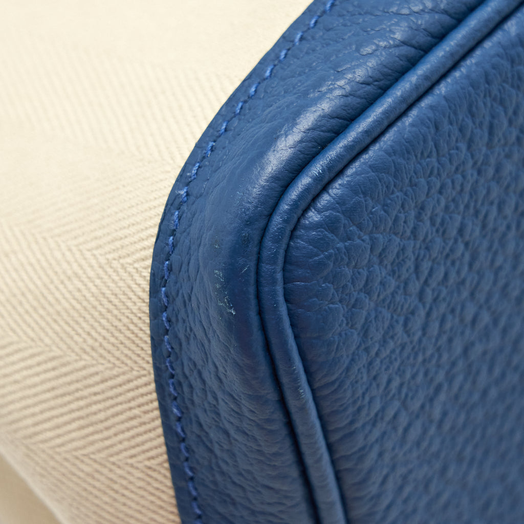 HERMES GARDEN PARTY 30 CANVAS BLUE/BEIGE SHW
