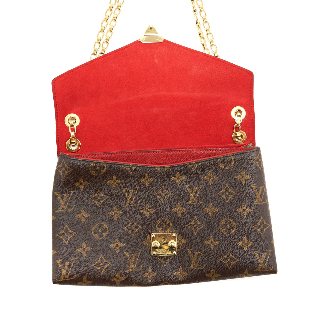 LOUIS VUITTON PALLAS CHAIN HANDBAG MONOGRAM CANVAS RED