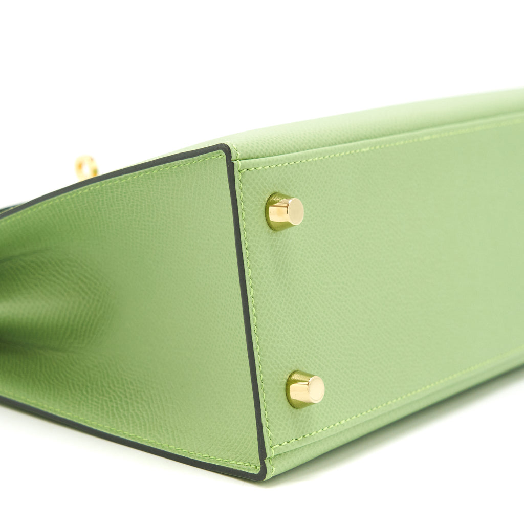 HERMES KELLY 25 SELLIER EPSOM VERT CRIQUET GHW
