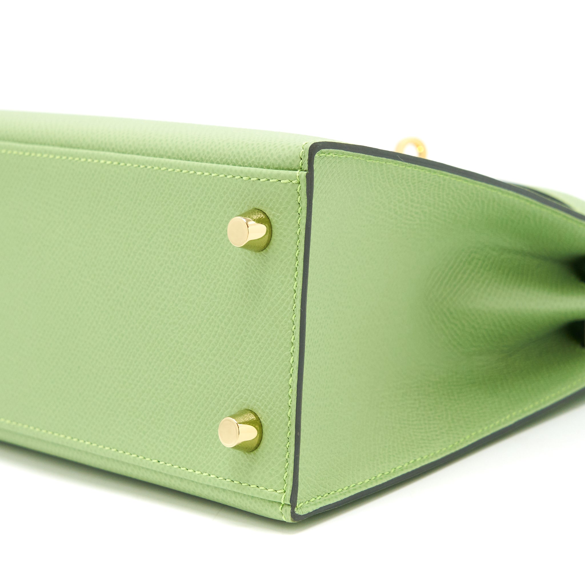 HERMES KELLY 25 SELLIER EPSOM VERT CRIQUET GHW