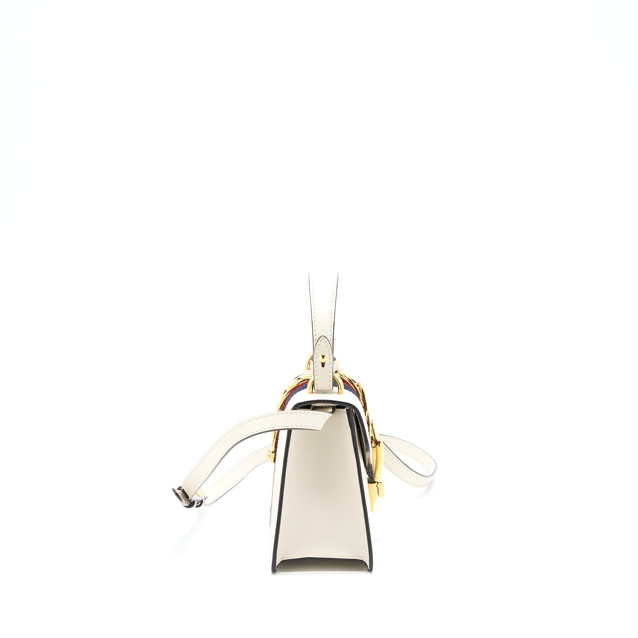 GUCCI MINI SYLVIA TOP HANDLE BAG WHITE GHW