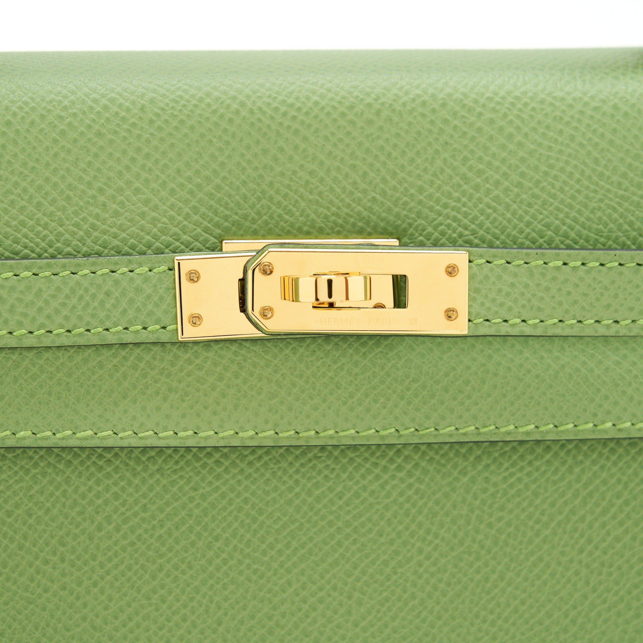 HERMES KELLY 25 SELLIER EPSOM VERT CRIQUET GHW
