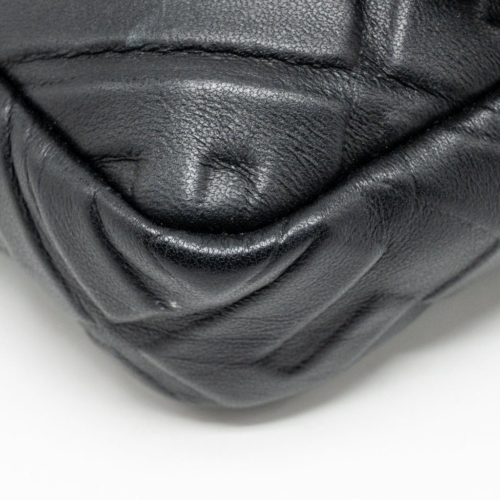 FENDI MINI BAGUETTE BAG FF MOTIF LAMBSKIN BLACK GHW