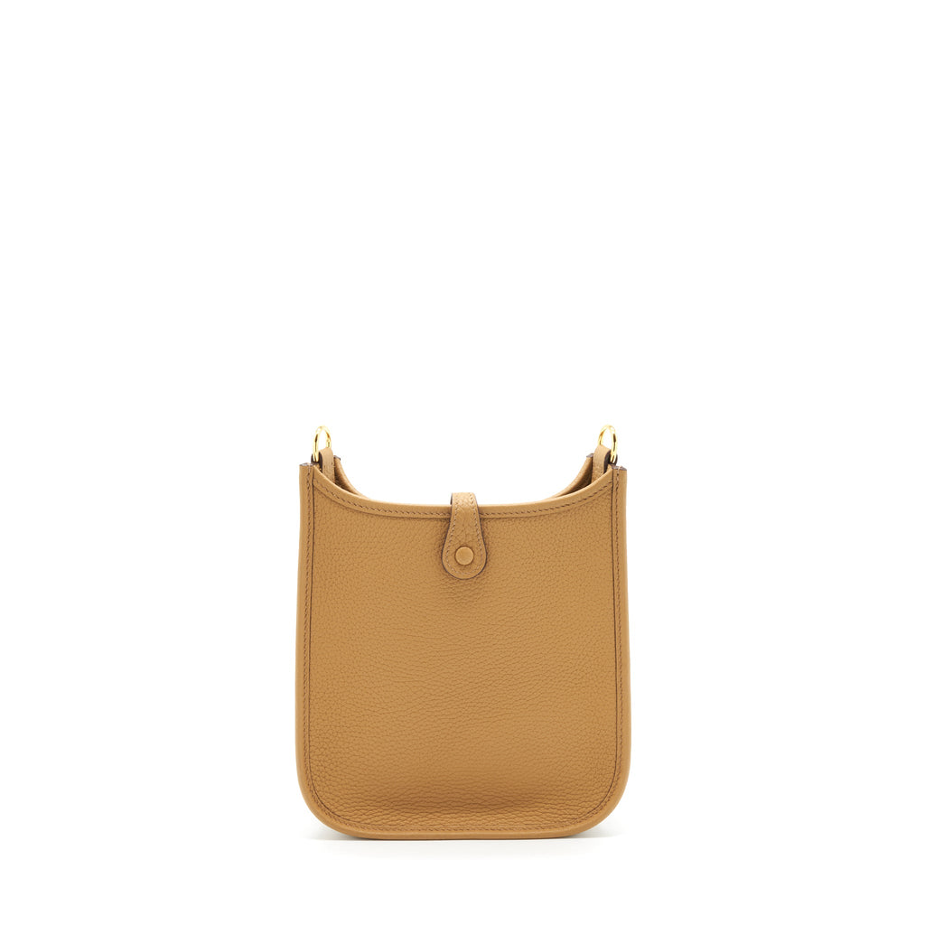 HERMES MINI EVELYNE CLEMENCE BISCUIT / CAMEL GHW