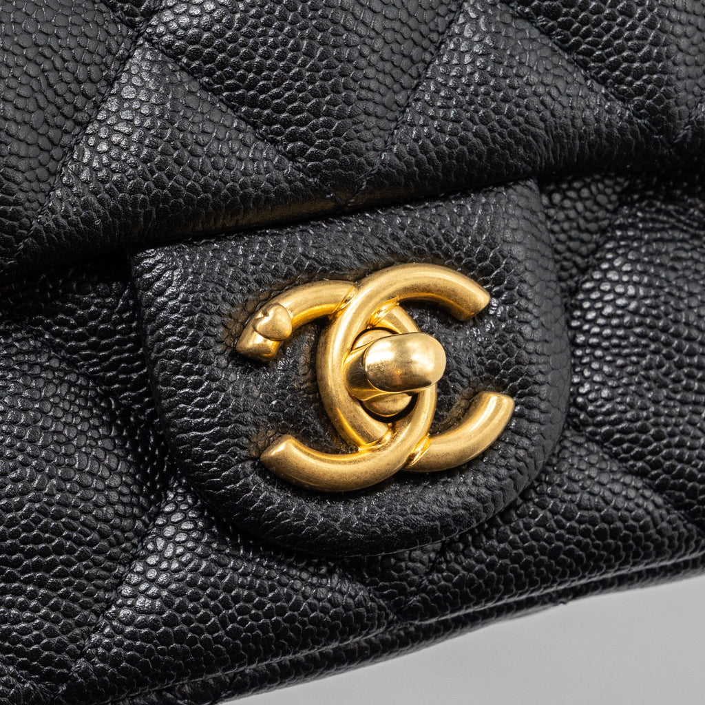 CHANEL 23P MINI COCO LOVE FLAP BAG CAVIAR BLACK GHW(MICROCHIP)