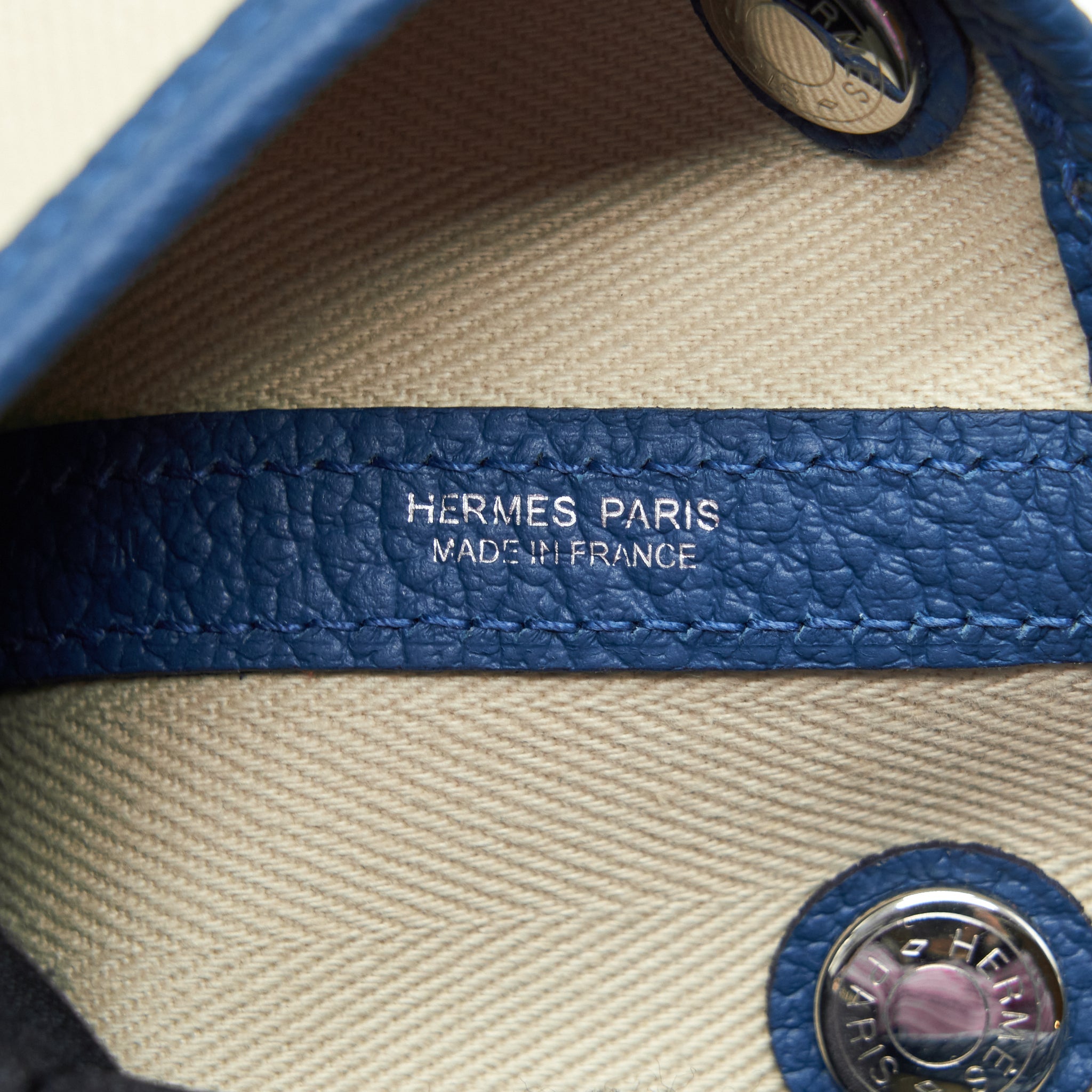 HERMES GARDEN PARTY 30 CANVAS BLUE/BEIGE SHW