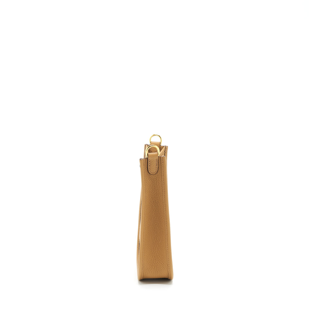 HERMES MINI EVELYNE CLEMENCE BISCUIT / CAMEL GHW