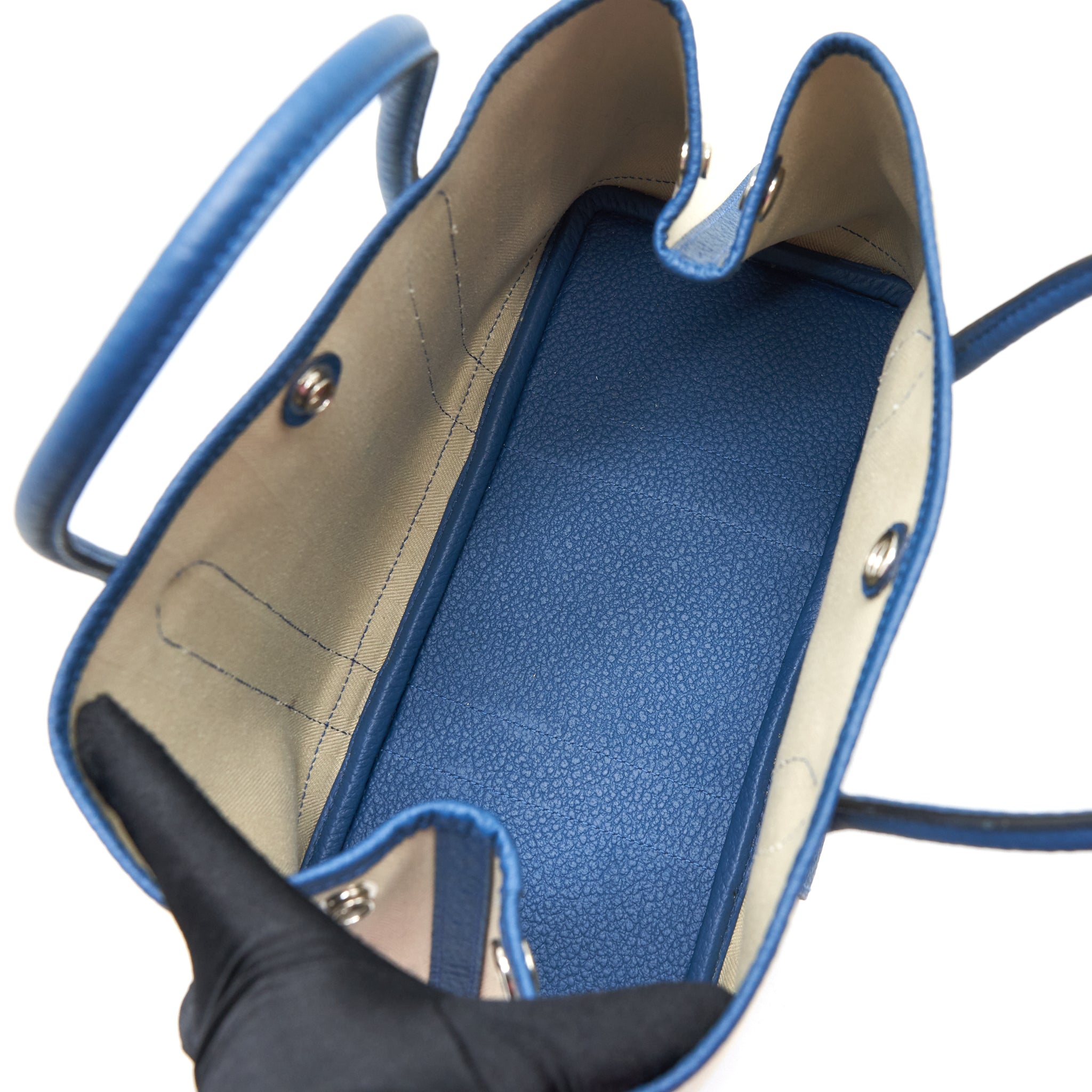 HERMES GARDEN PARTY 30 CANVAS BLUE/BEIGE SHW