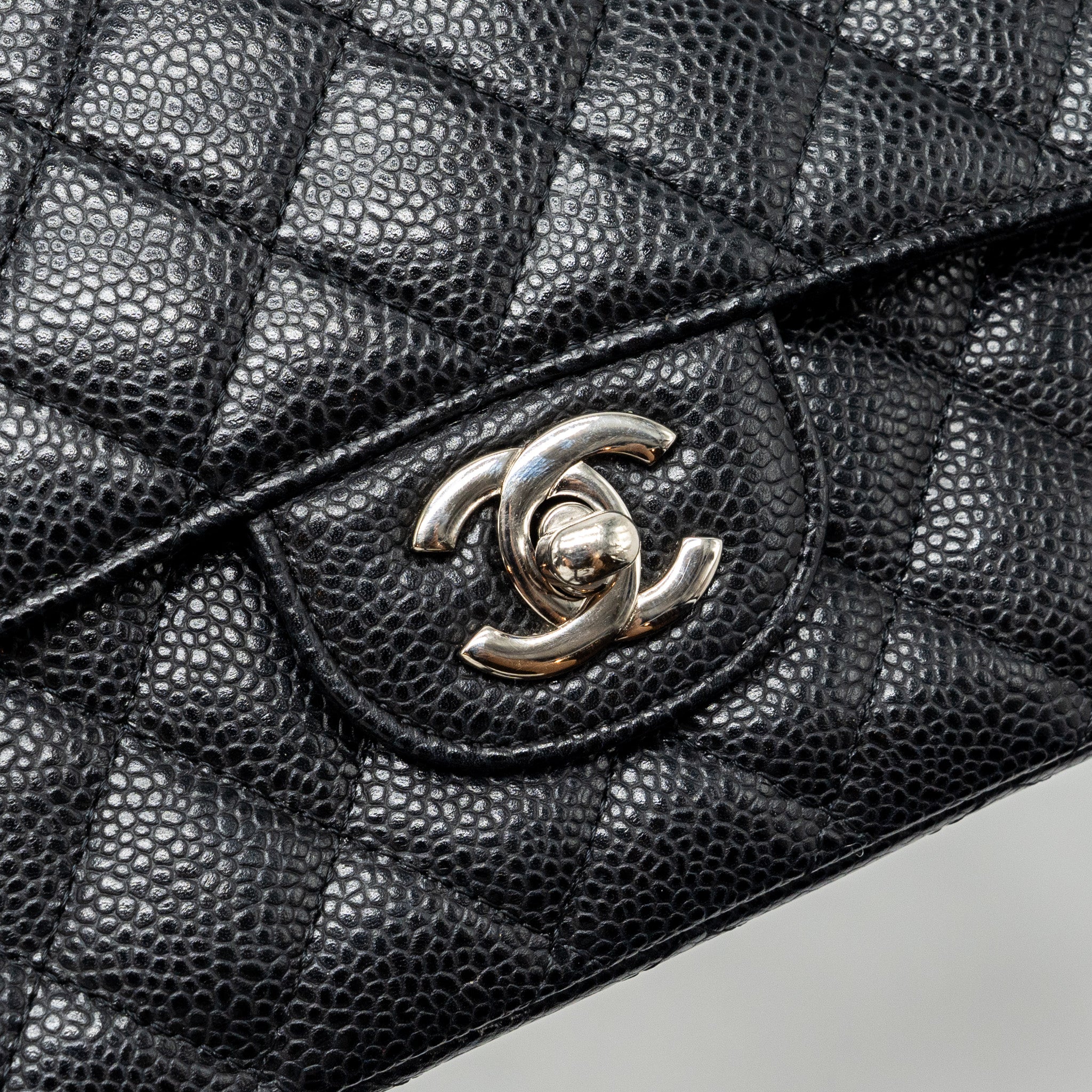 CHANEL MEDIUM CLASSIC DOUBLE FLAP BAG CAVIAR BLACK SHW