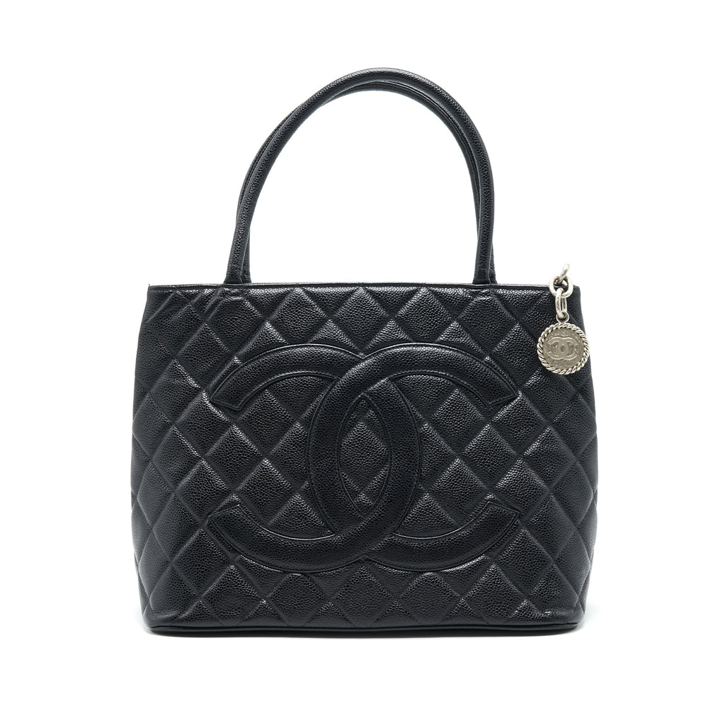 CHANEL VINTAG MEDALLION TOTE BAG CAVIAR BLACK SHW