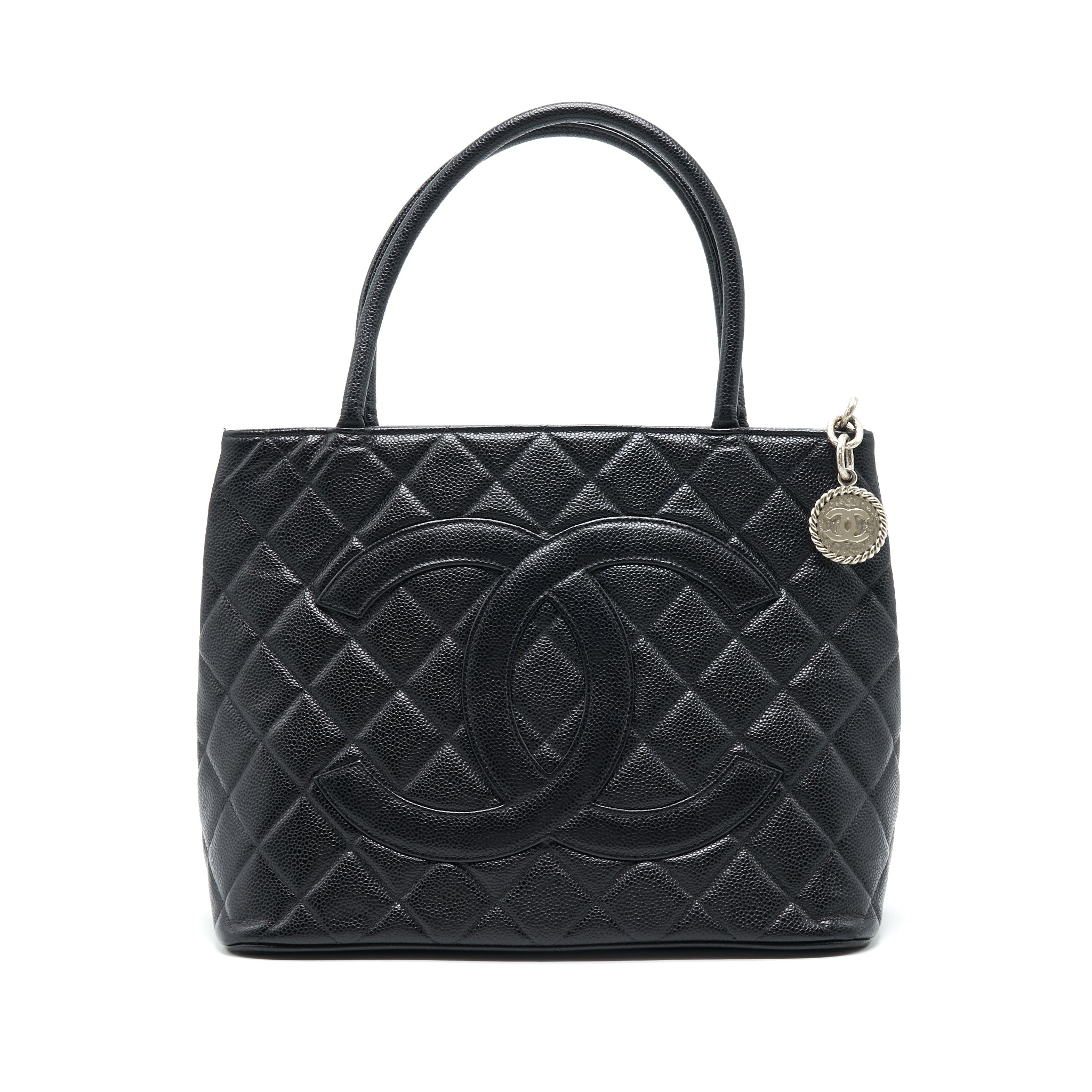 CHANEL VINTAG MEDALLION TOTE BAG CAVIAR BLACK SHW