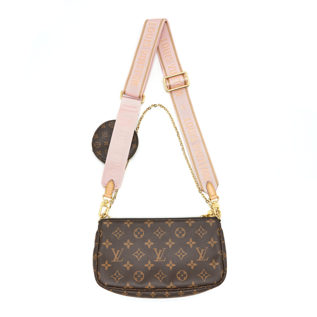 LOUIS VUITTON MULTI POCHETTE ACCESSORIES PINK STRAP MONOGRAM CANVAS GHW
