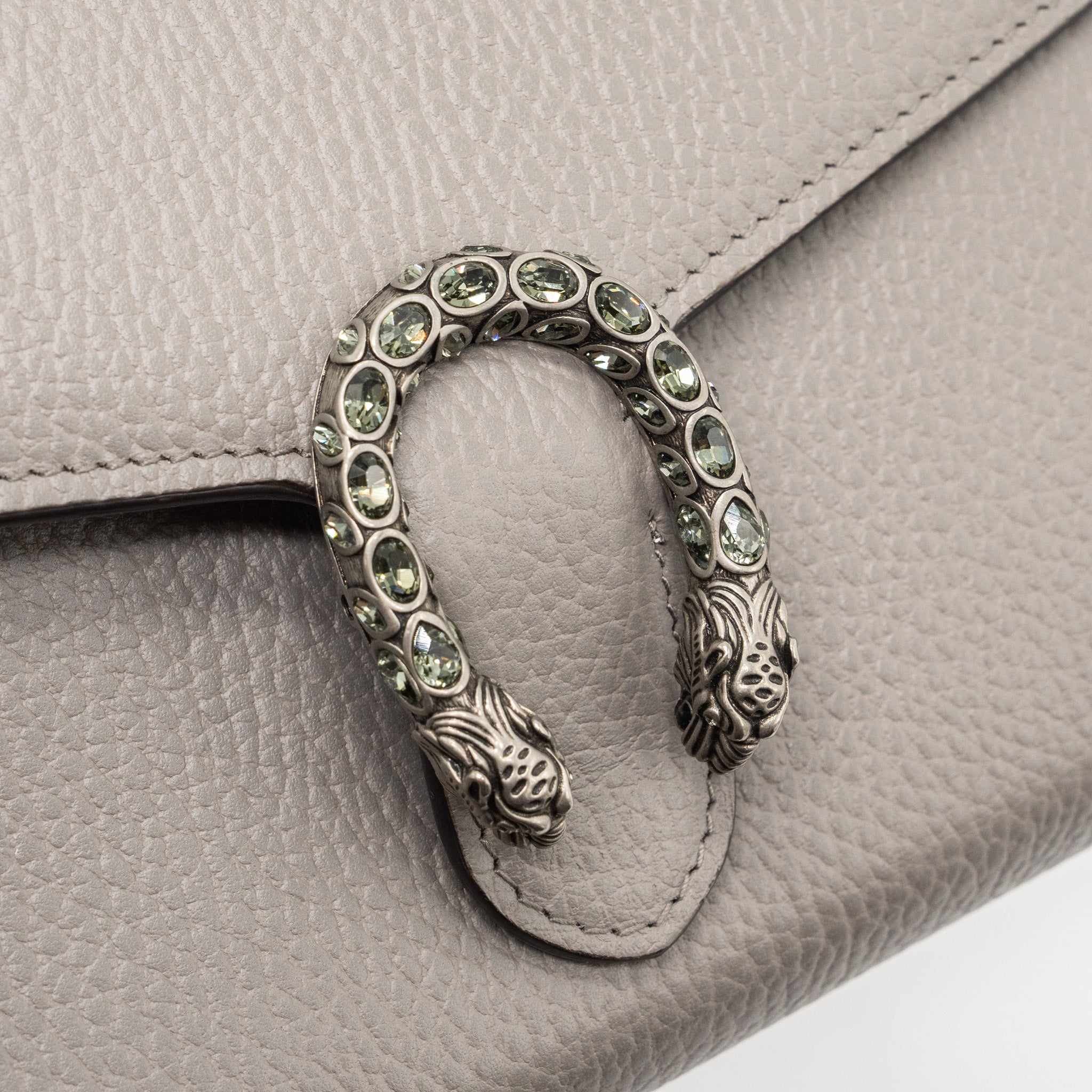 GUCCI DIONYSUS LEATHER MINI CHAIN BAG CALFSKIN GREY SHW