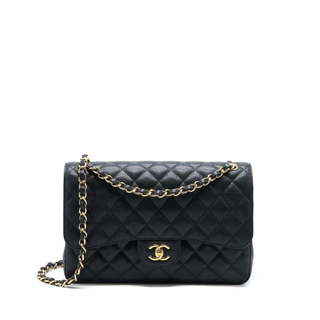CHANEL JUMBO CLASSIC DOUBLE FLAP BAG CAVIAR BLACK GHW