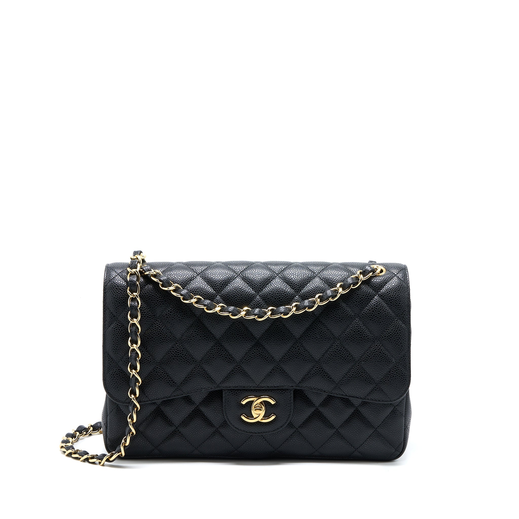 CHANEL JUMBO CLASSIC DOUBLE FLAP BAG CAVIAR BLACK GHW