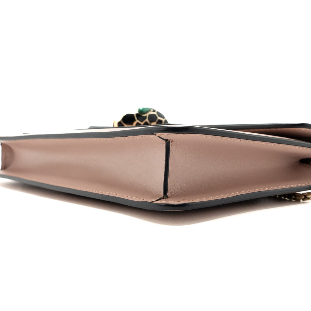 BVLGARI SERPENTI FOREVER CLUTCH WITH CHAIN CALFSKIN PINK LGHW