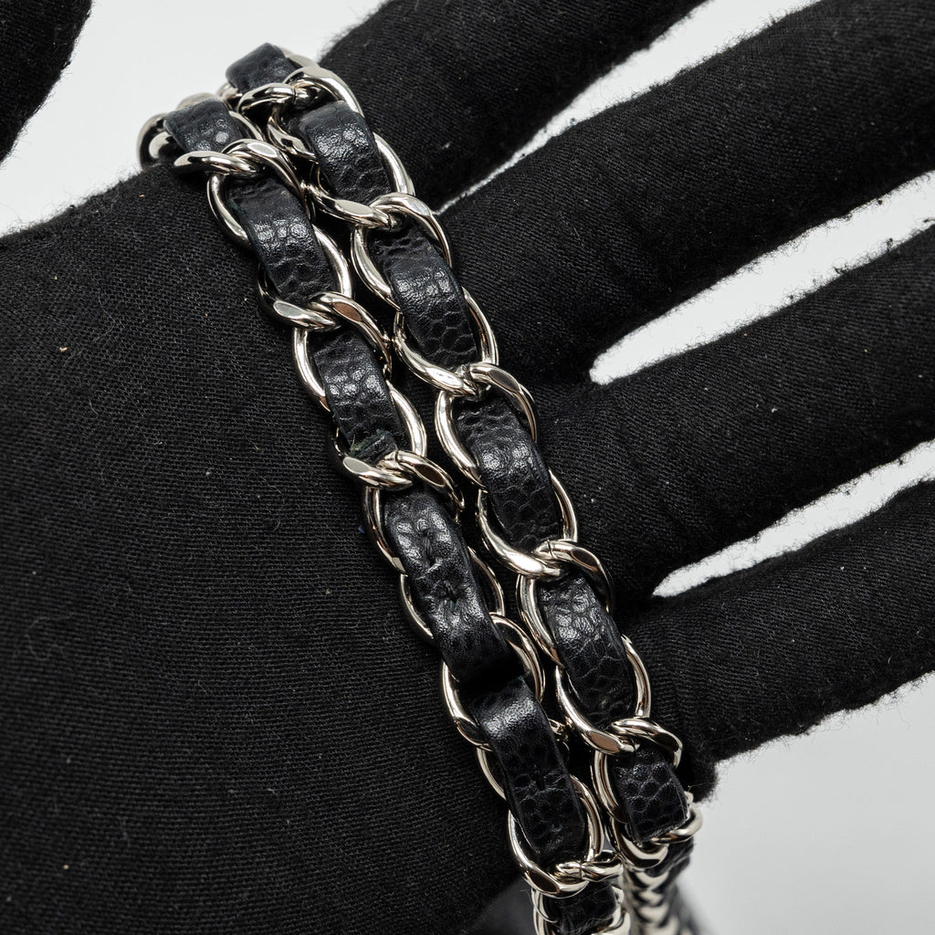CHANEL MEDIUM CLASSIC DOUBLE FLAP BAG CAVIAR BLACK SHW