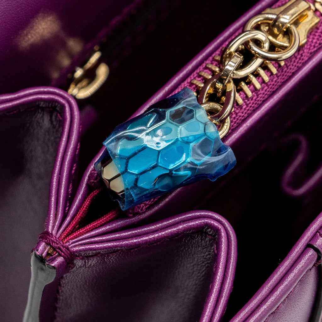 BVLGARI SERPENTI FOREVER  SHOULDER BAG CALFSKIN PURPLE LGHW