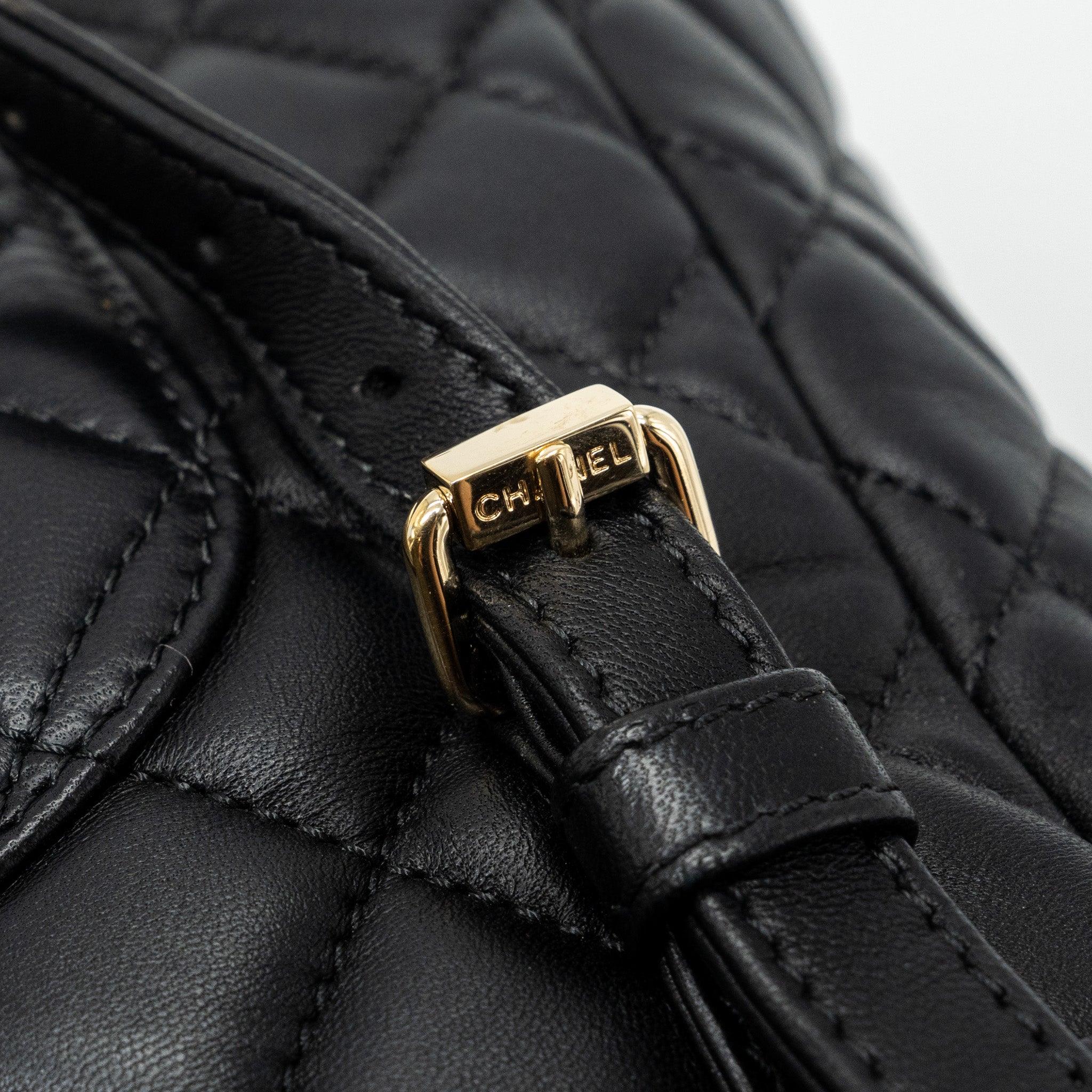 CHANEL QUILTED FLAP BACKPACK LAMBSKIN BLACK GHW