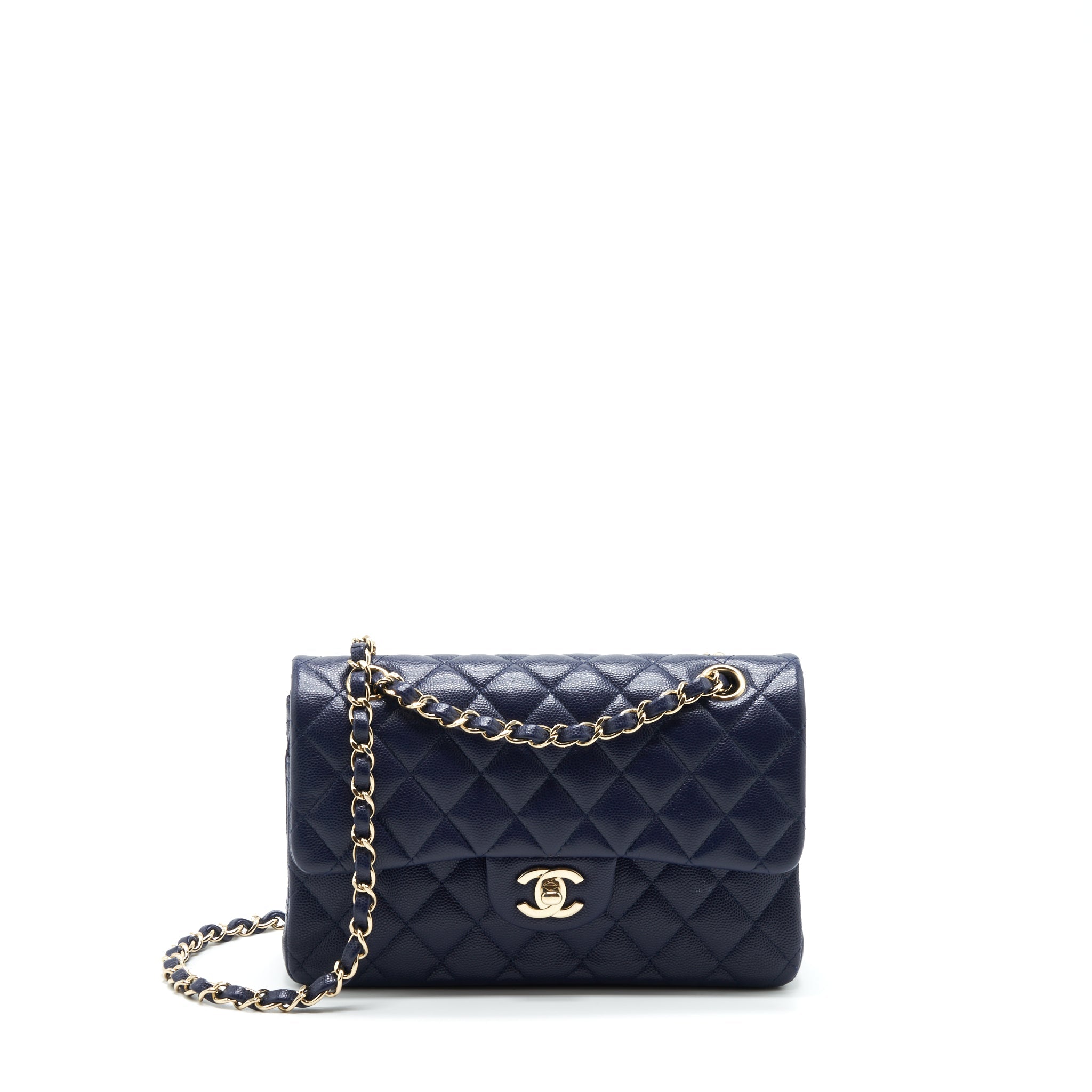 CHANEL SMALL CLASSIC FLAP BAG CAVIAR DARK BLUE LGHW