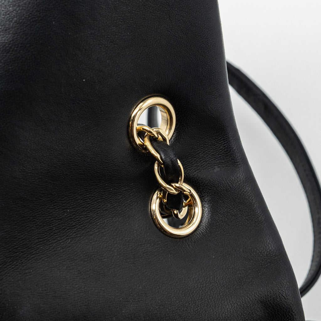 CHANEL QUILTED FLAP BACKPACK LAMBSKIN BLACK GHW