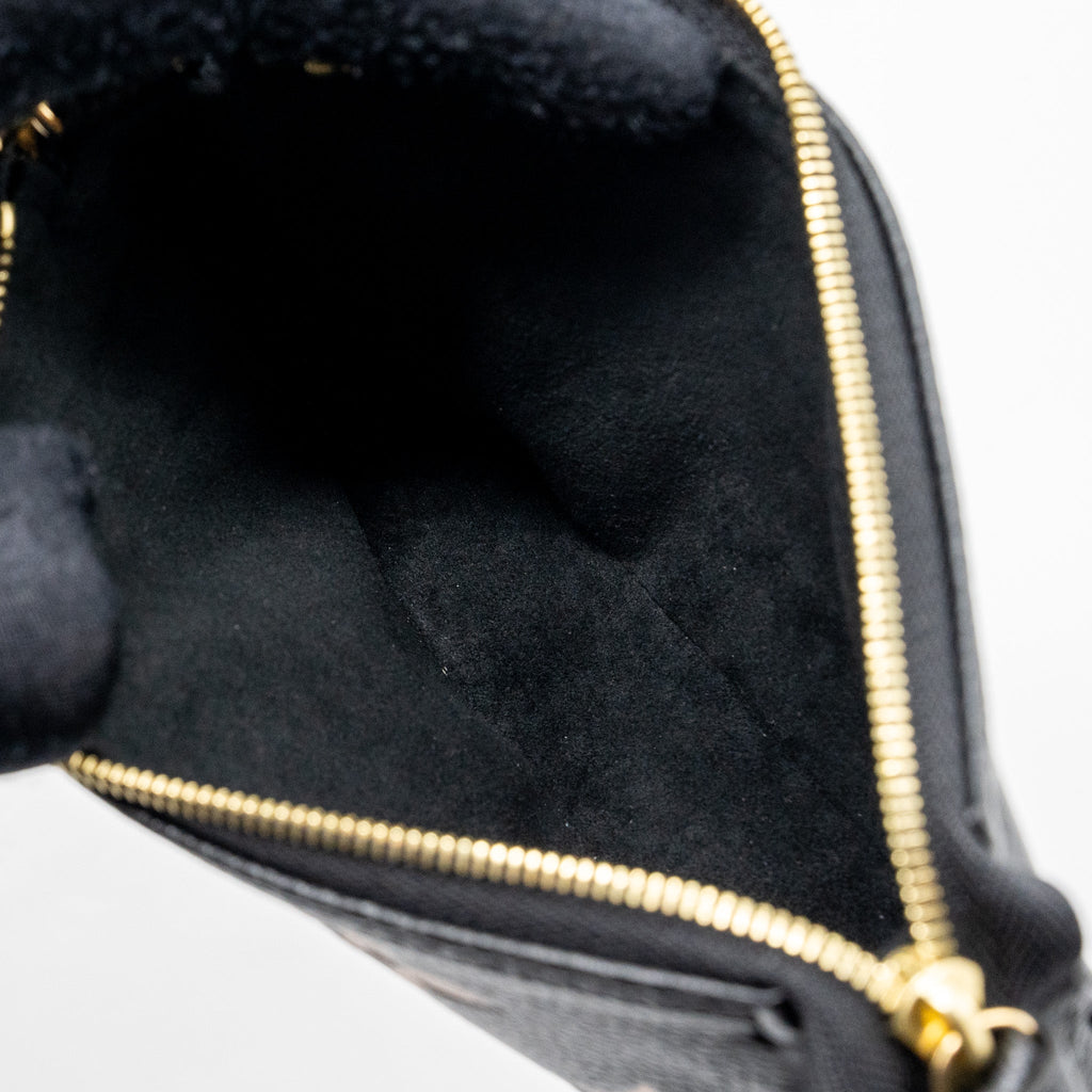 LOUIS VUITTON MINI POCHETTE ACCESSORIES MONOGRAM EMPREINTE BLACK/ BEIGE GHW