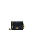 CHANEL PEARL CRUSH MINI SQUARE LAMBSKIN BLACK BRUSHED GHW (MICROCHIP)