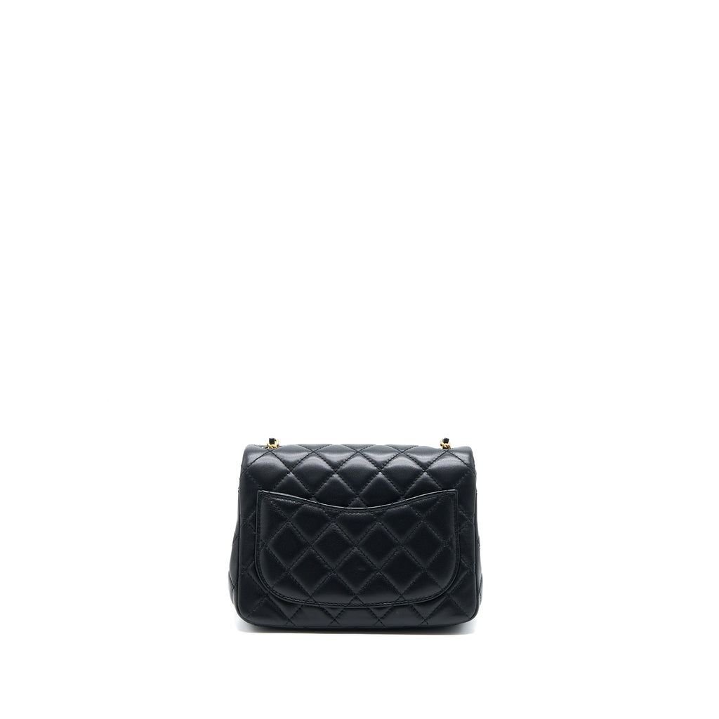 CHANEL PEARL CRUSH MINI SQUARE LAMBSKIN BLACK BRUSHED GHW (MICROCHIP)