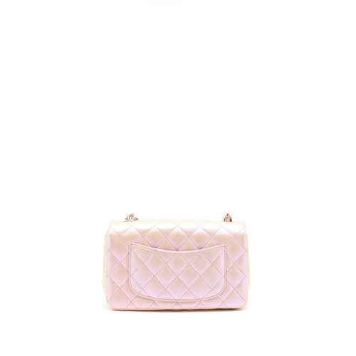 CHANEL 21K IRIDESCENT MINI RECTANGULAR CALFSKIN PINK SHW