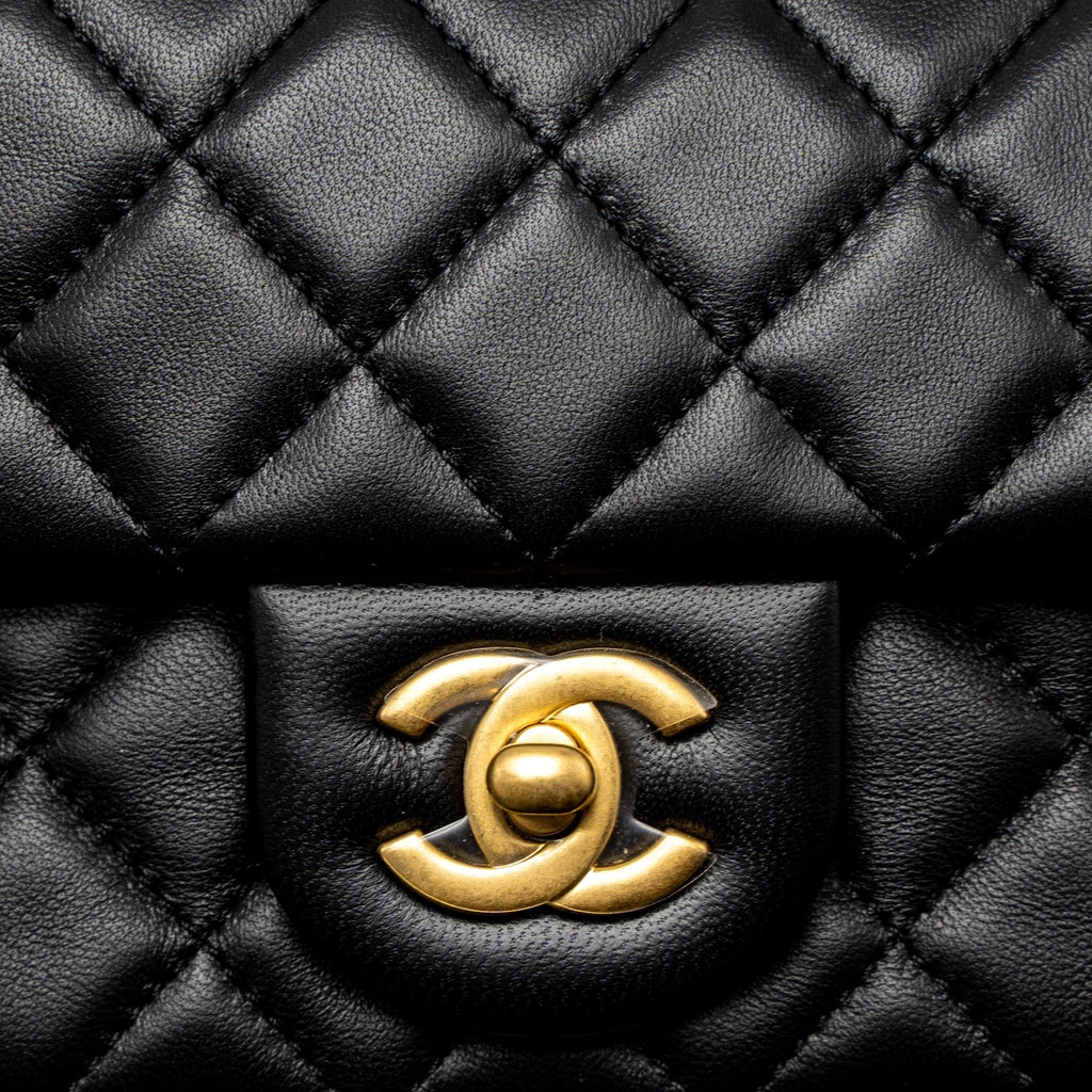 CHANEL PEARL CRUSH MINI RECTANGULAR LAMBSKIN BLACK BRUSHED GHW (MICROCHIP)