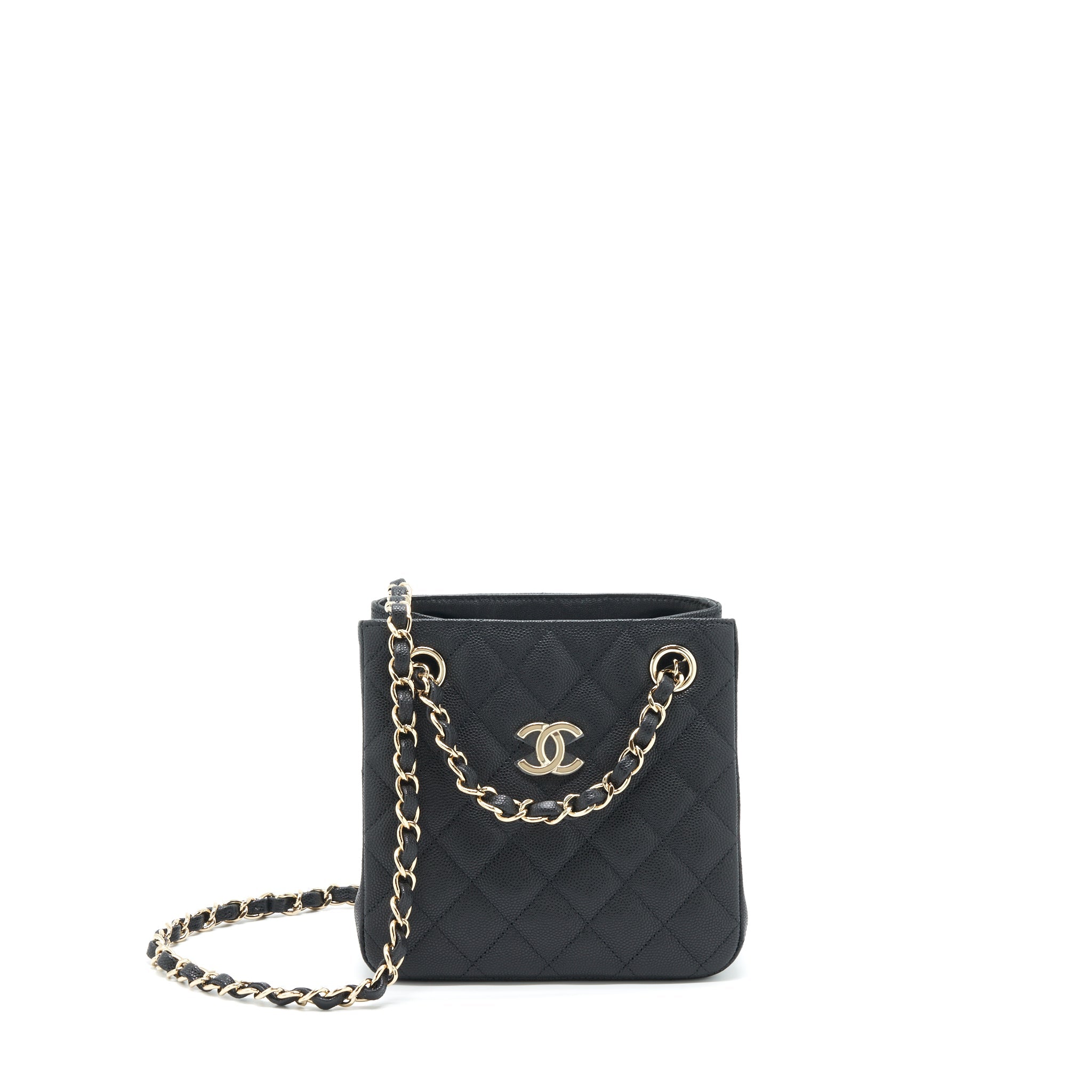 CHANEL 22S BUCKET BAG CAVIAR BLACK LGHW (MICROCHIP)