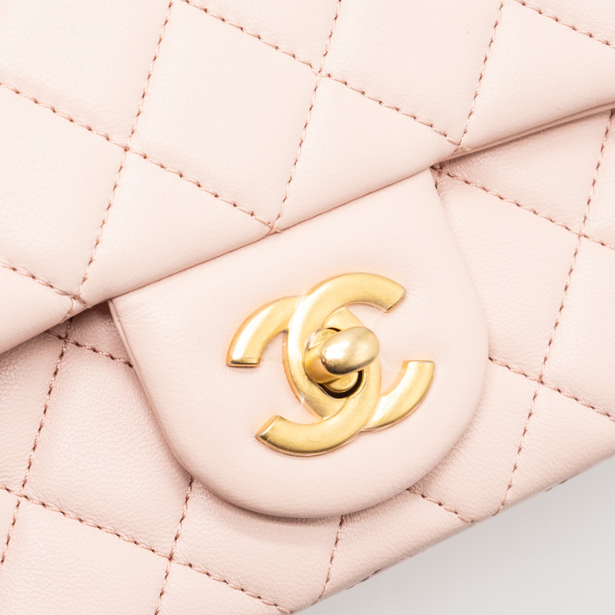CHANEL 23K PEARL CRUSH MINI RECTANGULAR FLAP BAG LAMBSKIN LIGHT PINK GHW (MICROCHIP)