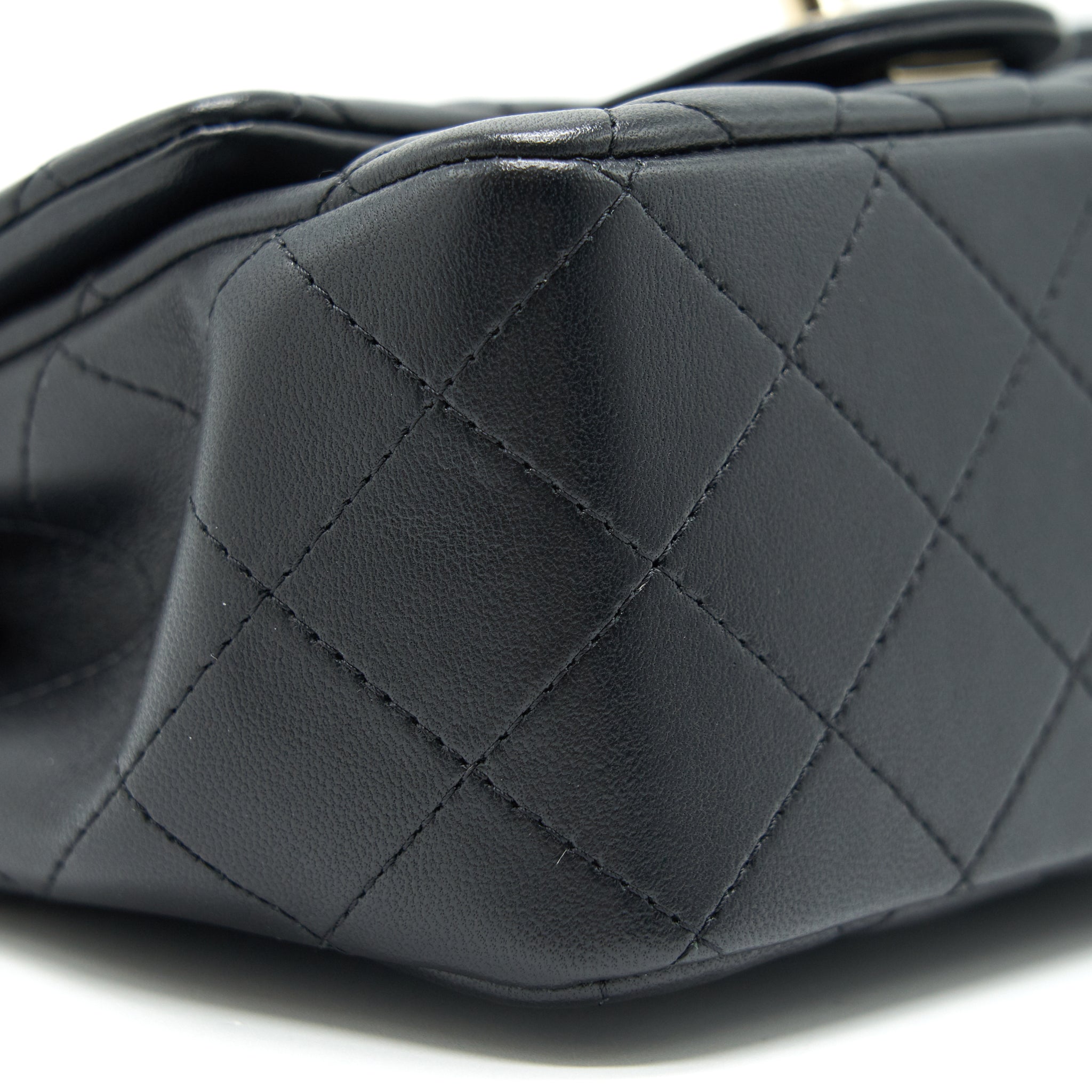 CHANEL MINI SQUARE LAMBSKIN BLACK LGHW SERIAL 29