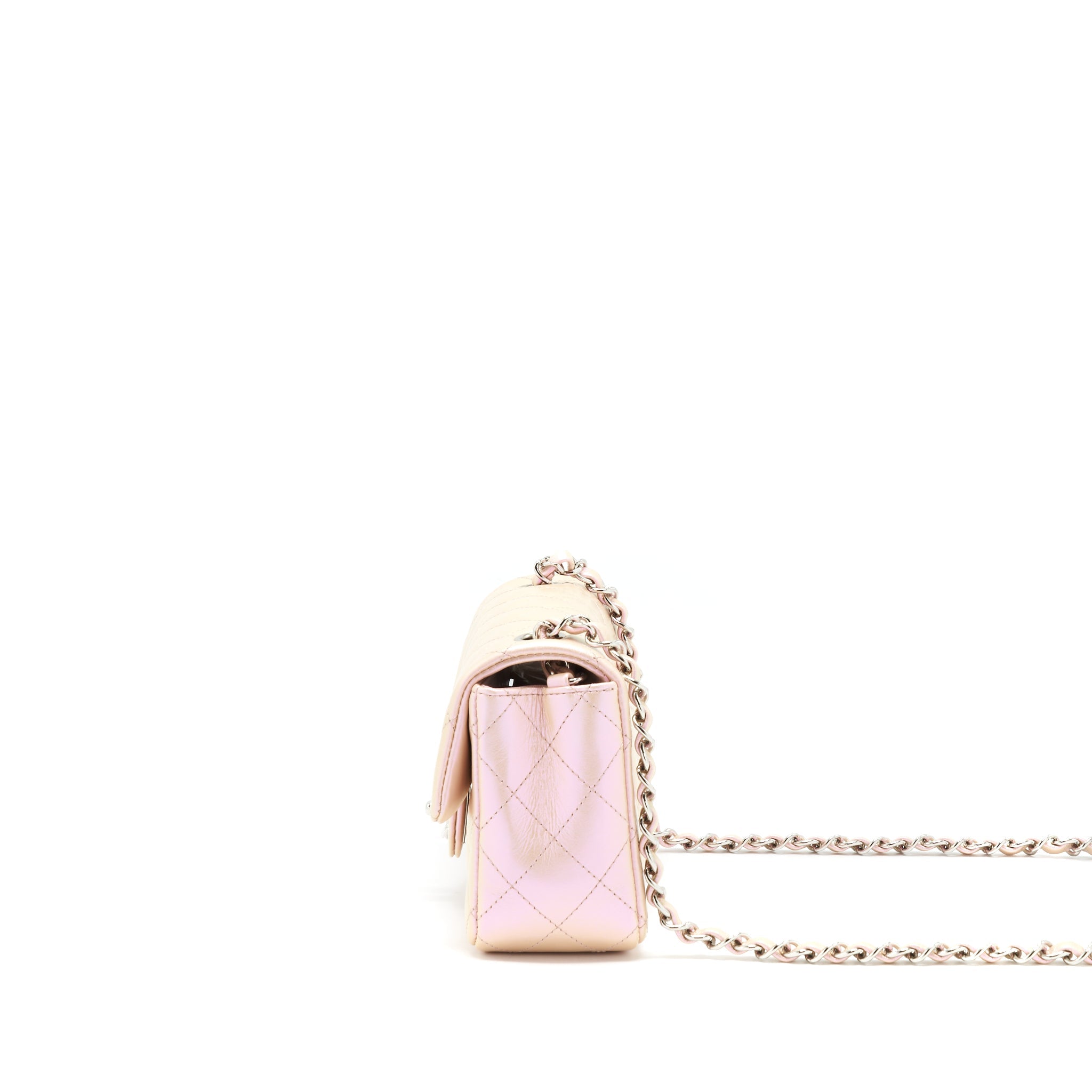 CHANEL 21K IRIDESCENT MINI RECTANGULAR CALFSKIN PINK SHW