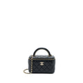 CHANEL 22A TOP HANDLE LONG VANITY CASE LAMBSKIN BLACK LGHW