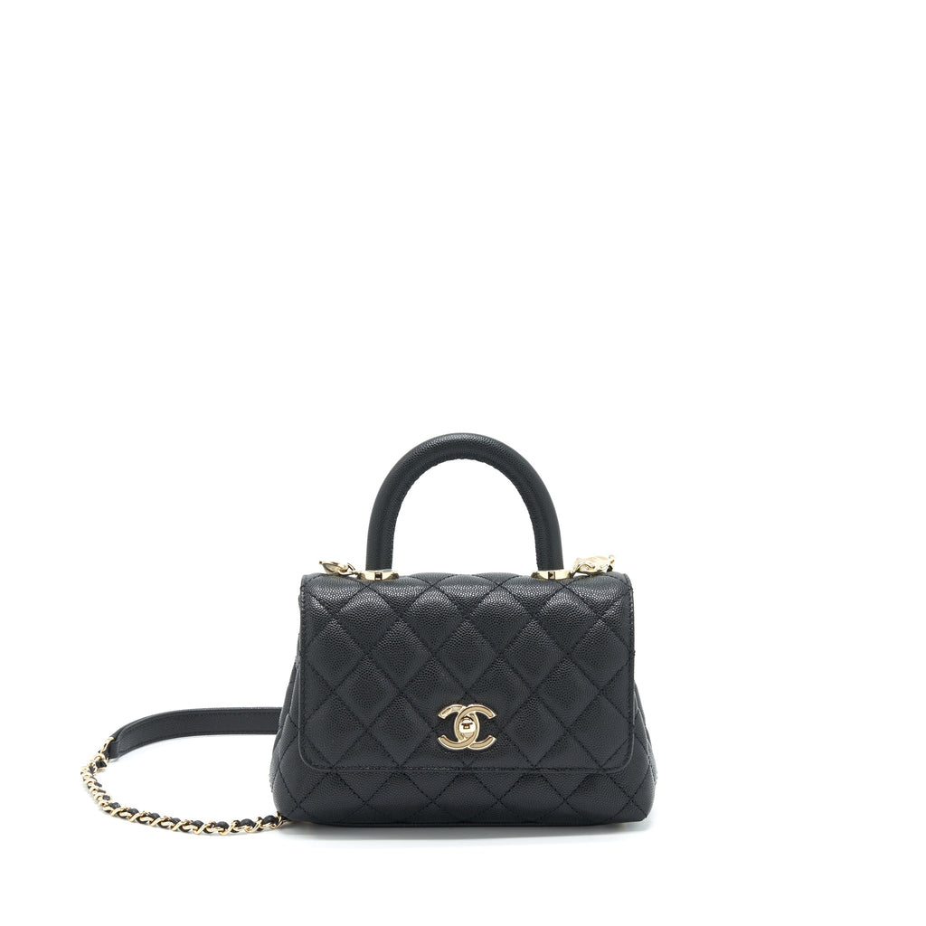 CHANEL MINI COCO HANDLE CAVIAR BLACK LGHW (MICROCHIP)