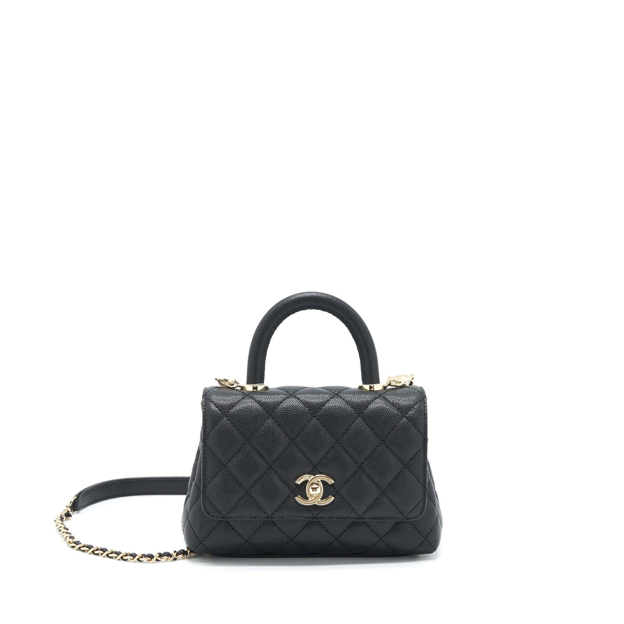 CHANEL MINI COCO HANDLE CAVIAR BLACK LGHW (MICROCHIP)