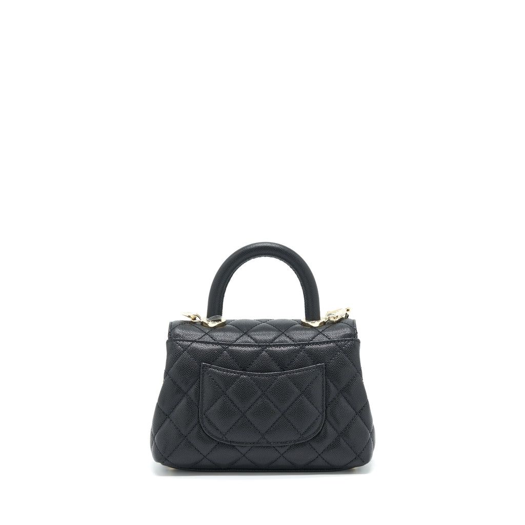 CHANEL MINI COCO HANDLE CAVIAR BLACK LGHW (MICROCHIP)