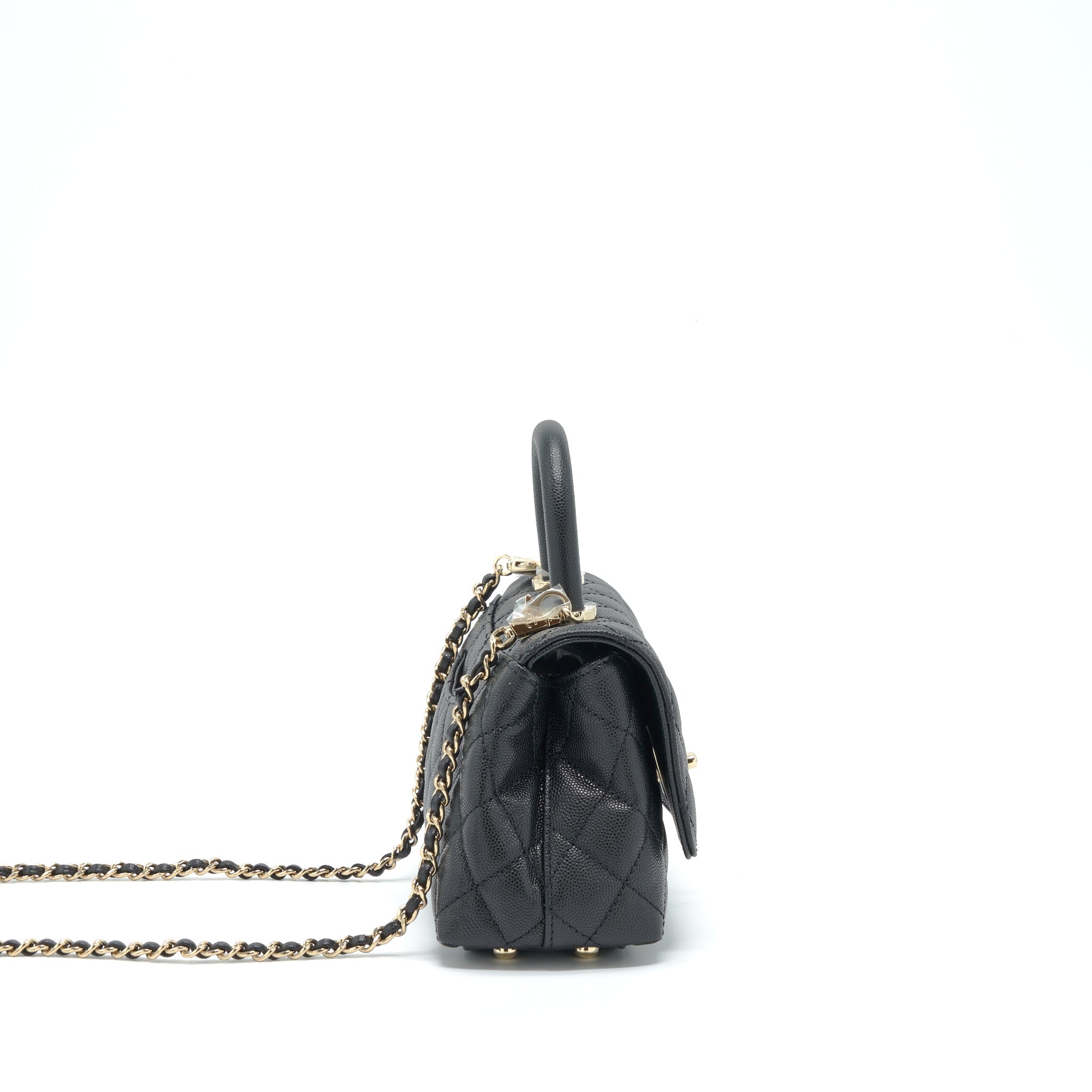 CHANEL MINI COCO HANDLE CAVIAR BLACK LGHW (MICROCHIP)