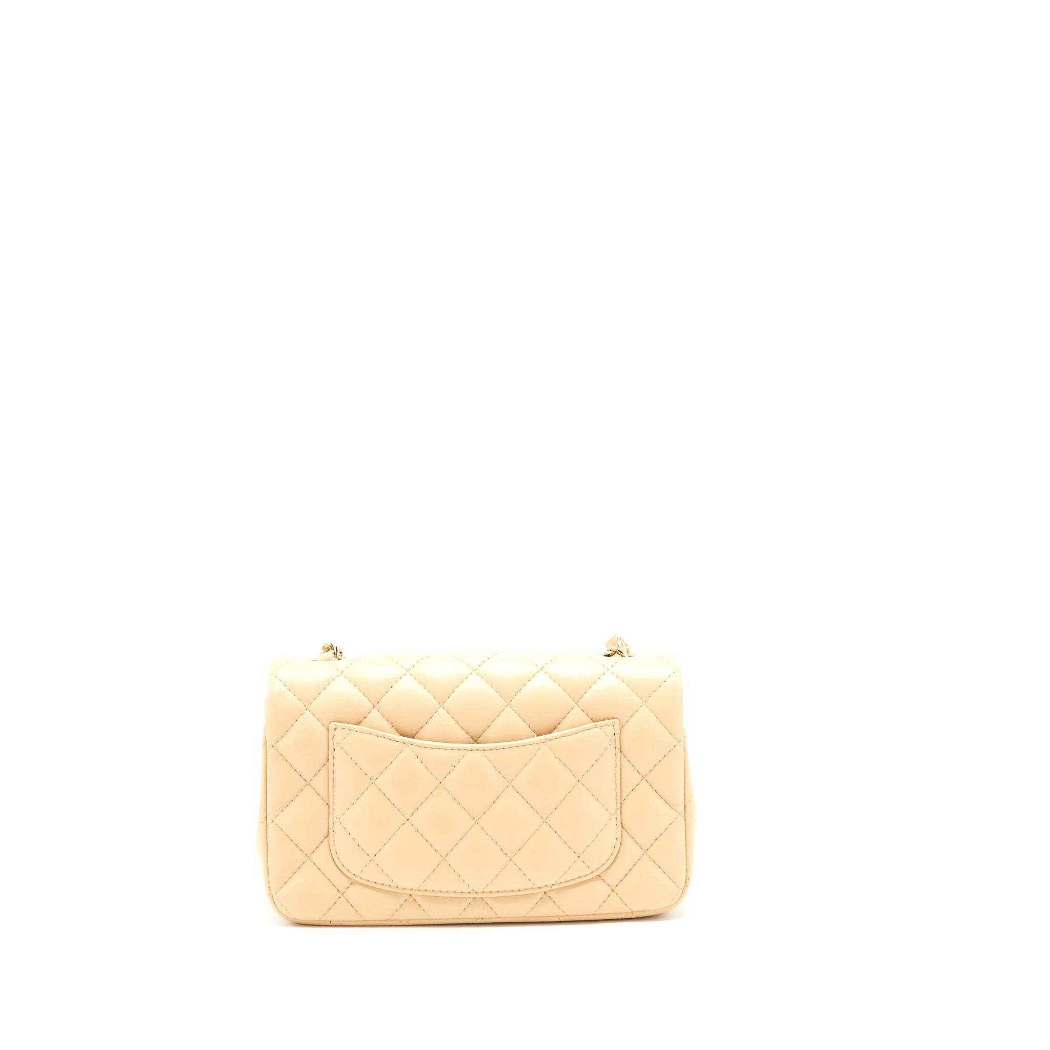 CHANEL 22C MINI RECTANGULAR FLAP BAG LAMBSKIN BEIGE LGHW