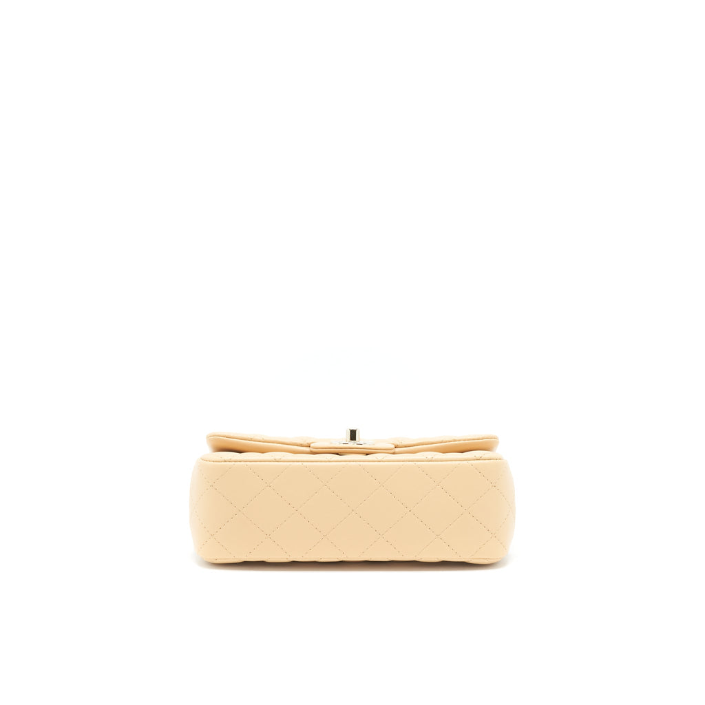 CHANEL 22C MINI RECTANGULAR FLAP BAG LAMBSKIN BEIGE LGHW