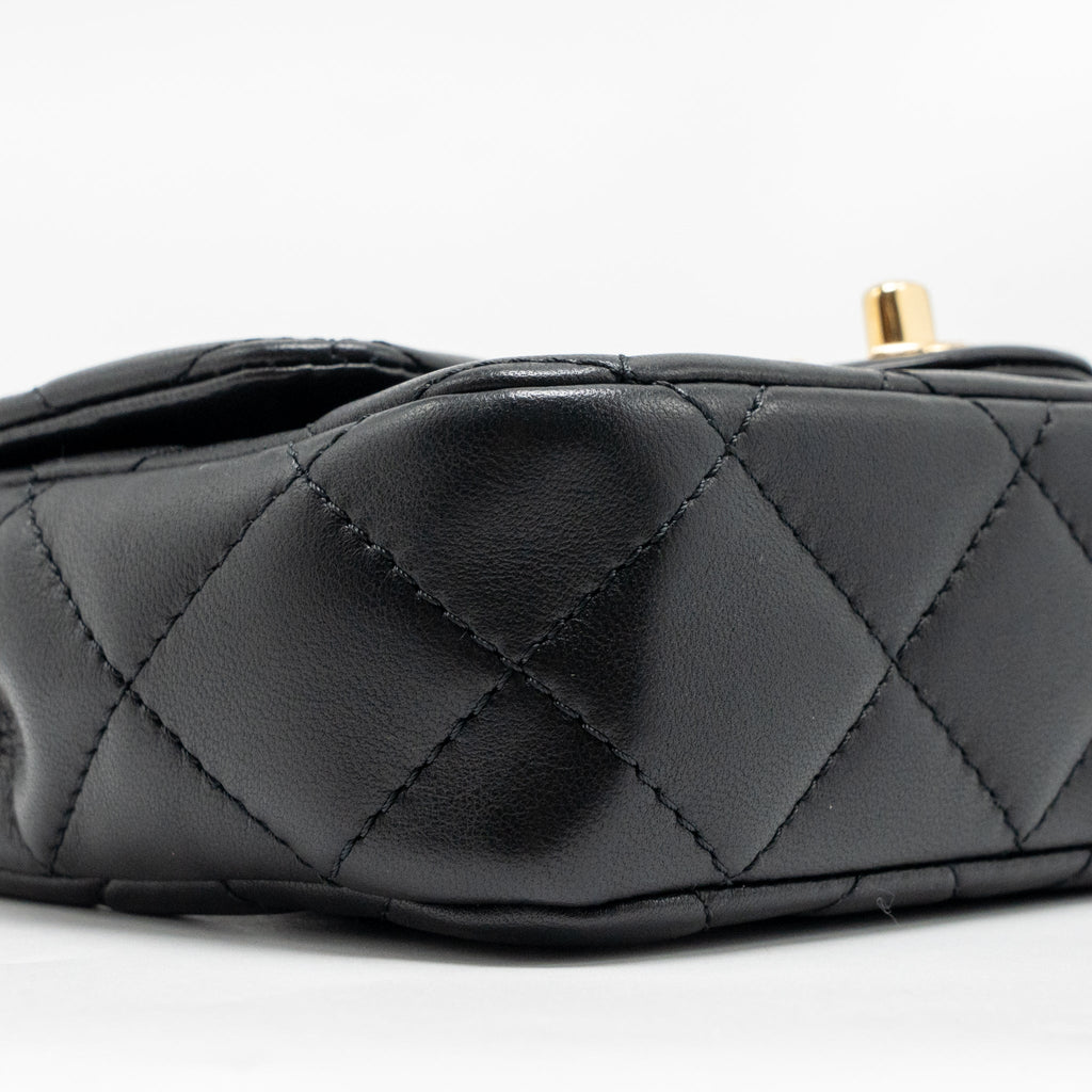CHANEL 24S TOP HANDLE MINI FLAP BAG LAMBSKIN BLACK GHW (MICROCHIP)