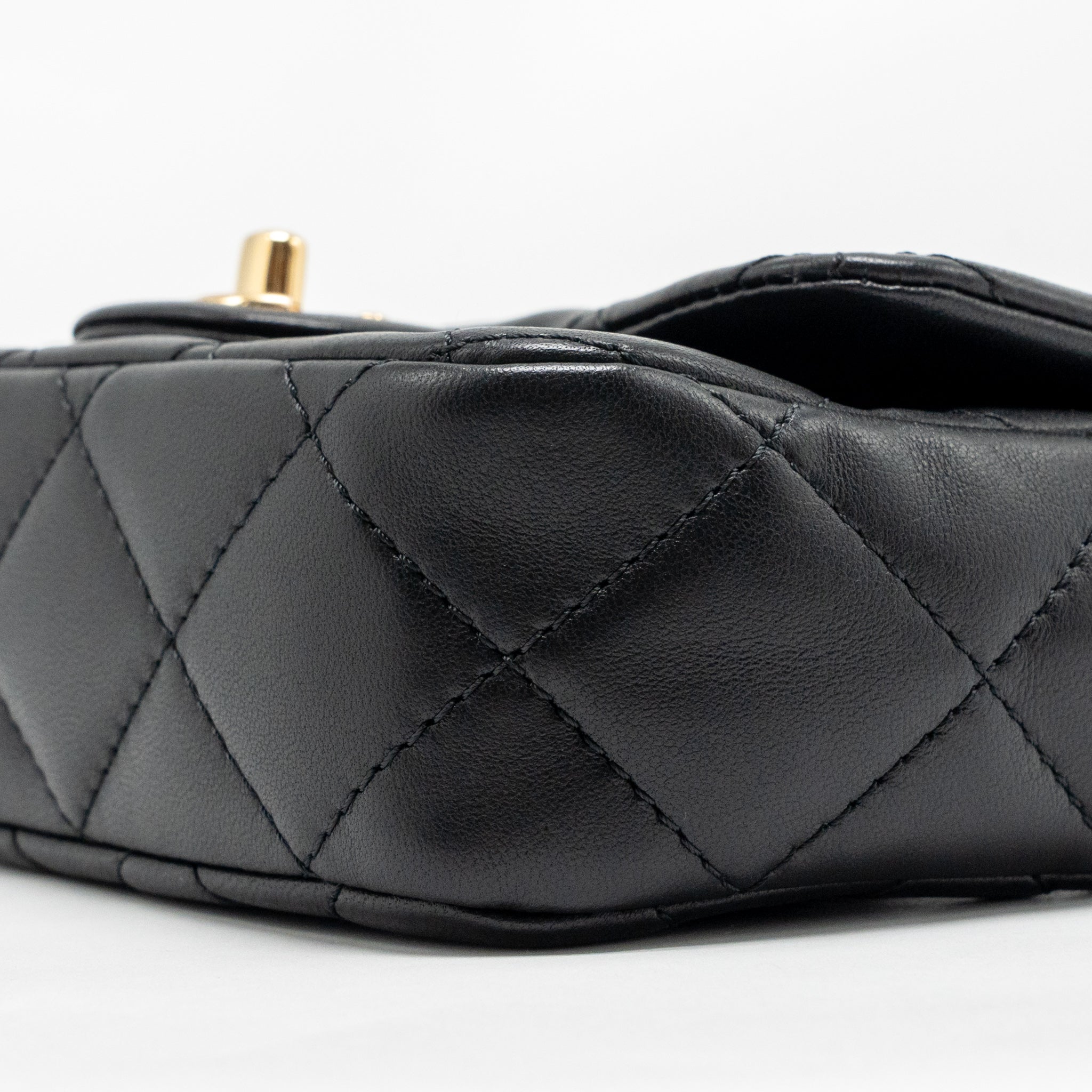 CHANEL 24S TOP HANDLE MINI FLAP BAG LAMBSKIN BLACK GHW (MICROCHIP)