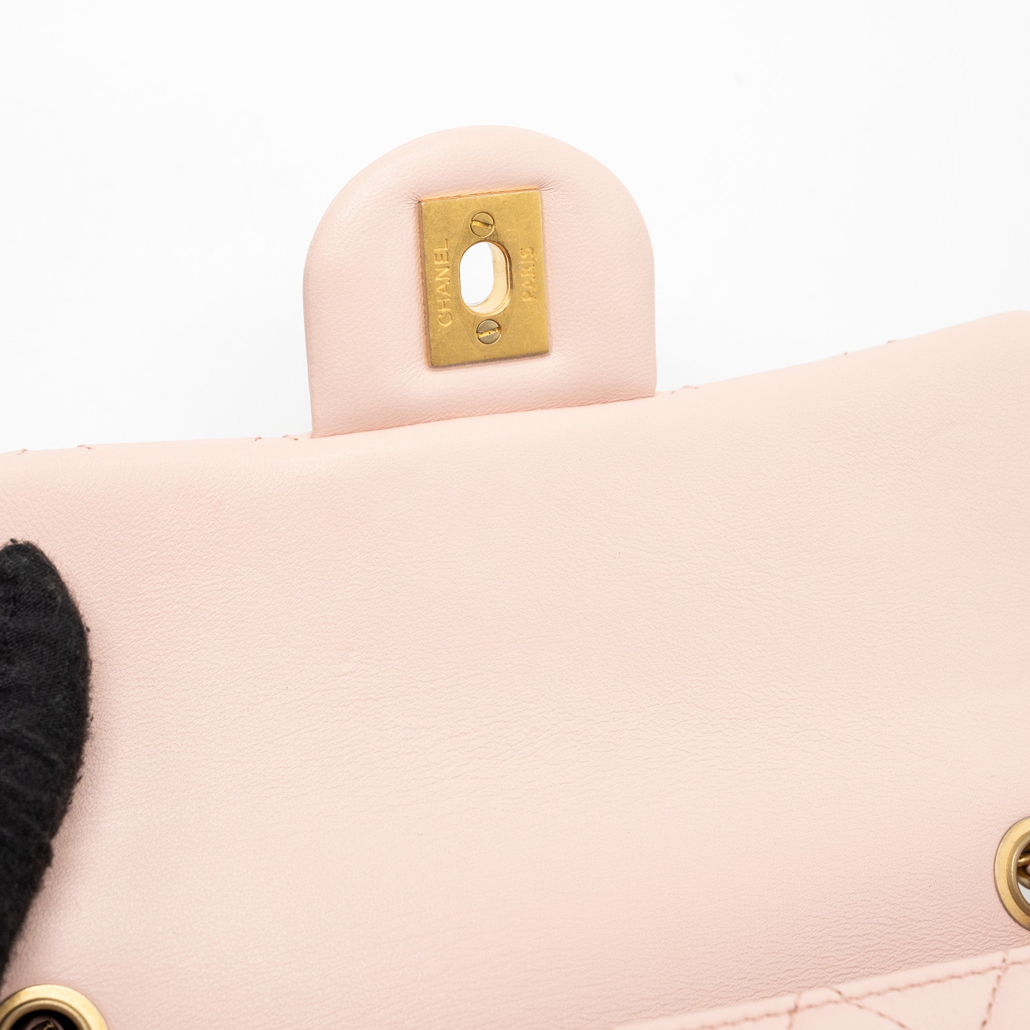 CHANEL 23K PEARL CRUSH MINI RECTANGULAR FLAP BAG LAMBSKIN LIGHT PINK GHW (MICROCHIP)