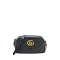 GUCCI GG MARMONT SMALL MATELASSE SHOULDER BAG BLACK GHW