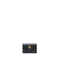 CHANEL QUILTED MINI FLAP CARD HOLDER LAMBSKIN BLACK GHW