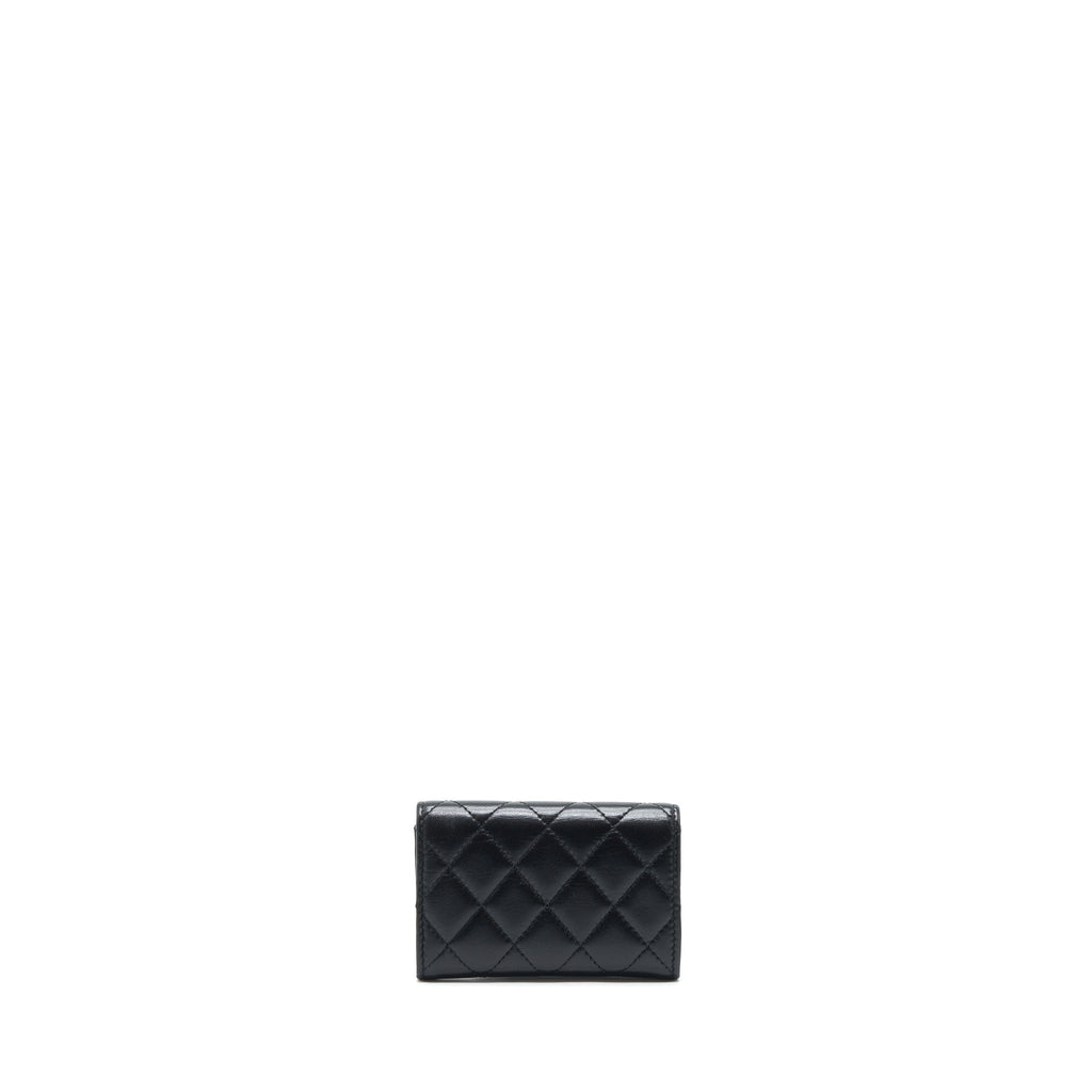 CHANEL QUILTED MINI FLAP CARD HOLDER LAMBSKIN BLACK GHW